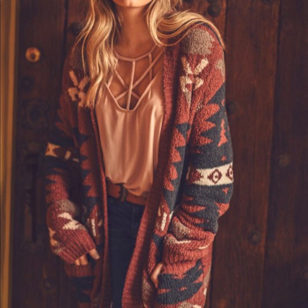 Rustic Patterned Women's Cardigan - image 1
